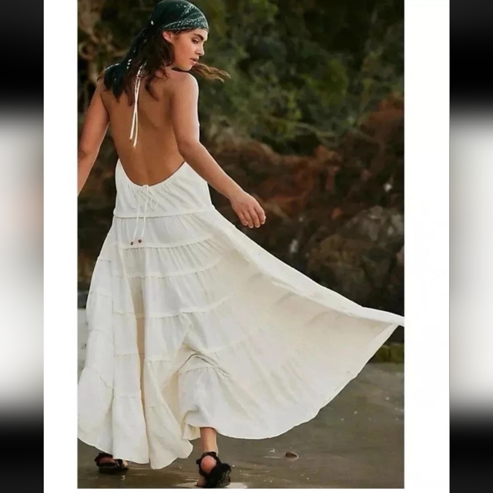 Free People Somewhere Sunny Drop-Waist Maxi Dress Size Small New $118 - Picture 3 of 10